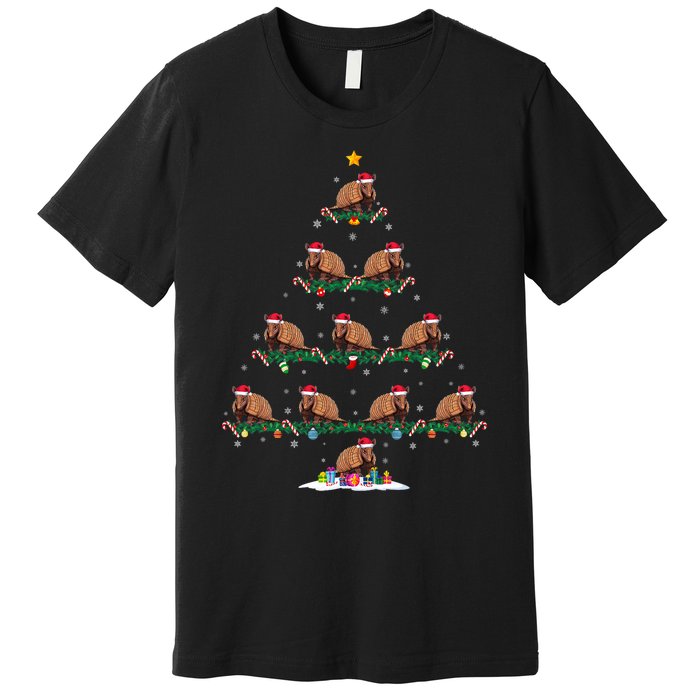 Armadillo Christmas Tree Pajama Ugly Xmas Premium T-Shirt