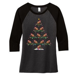 Armadillo Christmas Tree Pajama Ugly Xmas Women's Tri-Blend 3/4-Sleeve Raglan Shirt