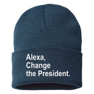 Alexa Change The President Anti Trump Funny Sustainable Knit Beanie