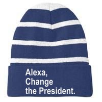 Alexa Change The President Anti Trump Funny Striped Beanie with Solid Band