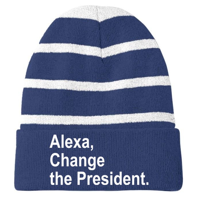 Alexa Change The President Anti Trump Funny Striped Beanie with Solid Band