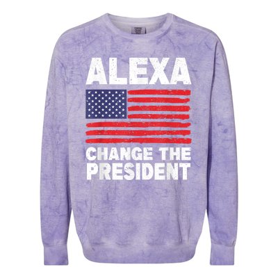 Alexa Change The President Funny Colorblast Crewneck Sweatshirt