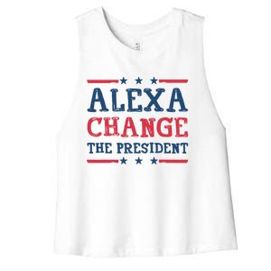 Alexa Change The President Funny Women's Racerback Cropped Tank