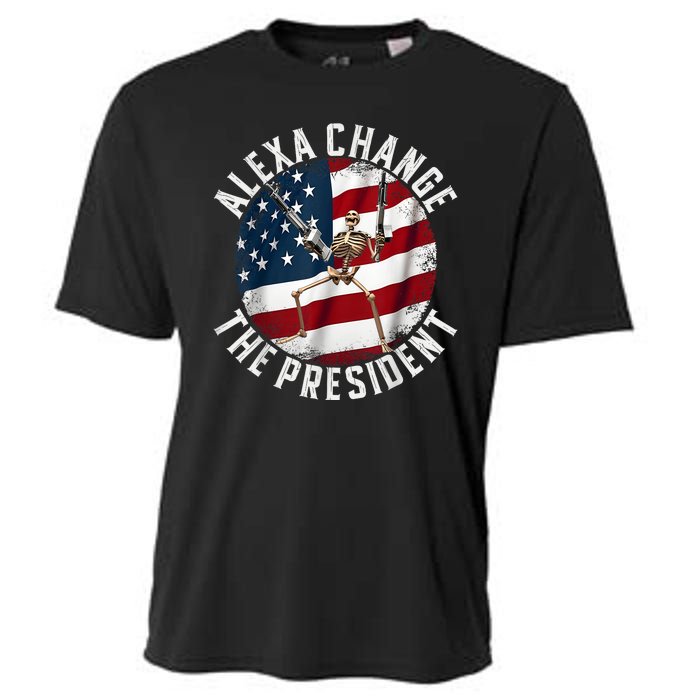 Alexa Change The President Funny 4th Of July American Flag Cooling Performance Crew T-Shirt