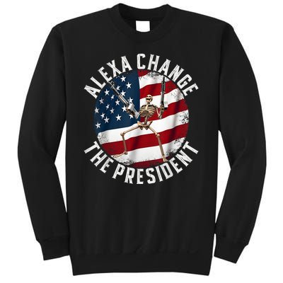 Alexa Change The President Funny 4th Of July American Flag Sweatshirt