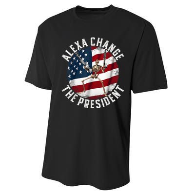 Alexa Change The President Funny 4th Of July American Flag Performance Sprint T-Shirt