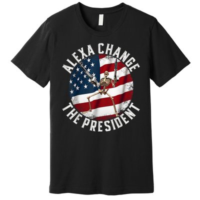 Alexa Change The President Funny 4th Of July American Flag Premium T-Shirt