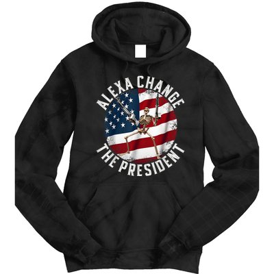 Alexa Change The President Funny 4th Of July American Flag Tie Dye Hoodie