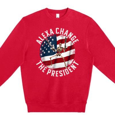 Alexa Change The President Funny 4th Of July American Flag Premium Crewneck Sweatshirt