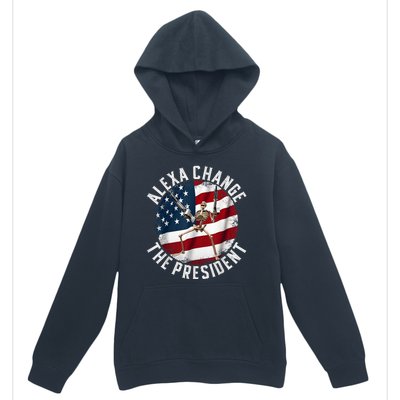 Alexa Change The President Funny 4th Of July American Flag Urban Pullover Hoodie