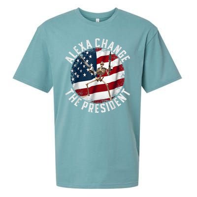 Alexa Change The President Funny 4th Of July American Flag Sueded Cloud Jersey T-Shirt