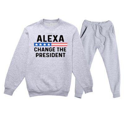 Alexa Change The President Men’s Funny Quote Premium Crewneck Sweatsuit Set