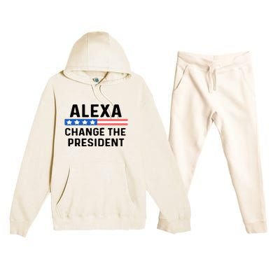 Alexa Change The President Men’s Funny Quote Premium Hooded Sweatsuit Set