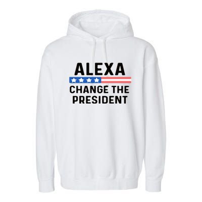 Alexa Change The President Men’s Funny Quote Garment-Dyed Fleece Hoodie