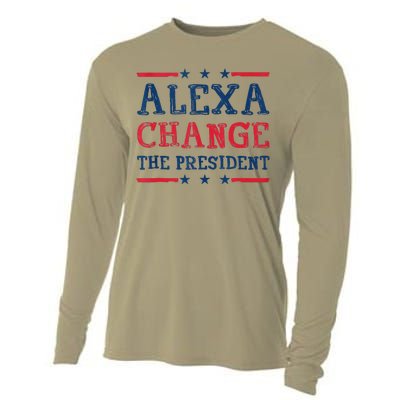 Alexa Change The President Funny Quote Humor Cooling Performance Long Sleeve Crew