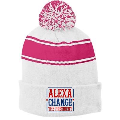 Alexa Change The President Stripe Pom Pom Beanie