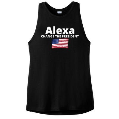 Alexa Change The President Funny USA Ladies PosiCharge Tri-Blend Wicking Tank