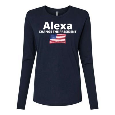 Alexa Change The President Funny USA Womens Cotton Relaxed Long Sleeve T-Shirt