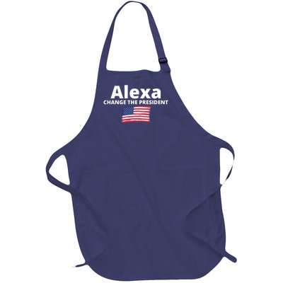 Alexa Change The President Funny USA Full-Length Apron With Pockets