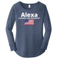 Alexa Change The President Funny USA Women's Perfect Tri Tunic Long Sleeve Shirt