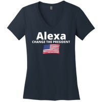 Alexa Change The President Funny USA Women's V-Neck T-Shirt