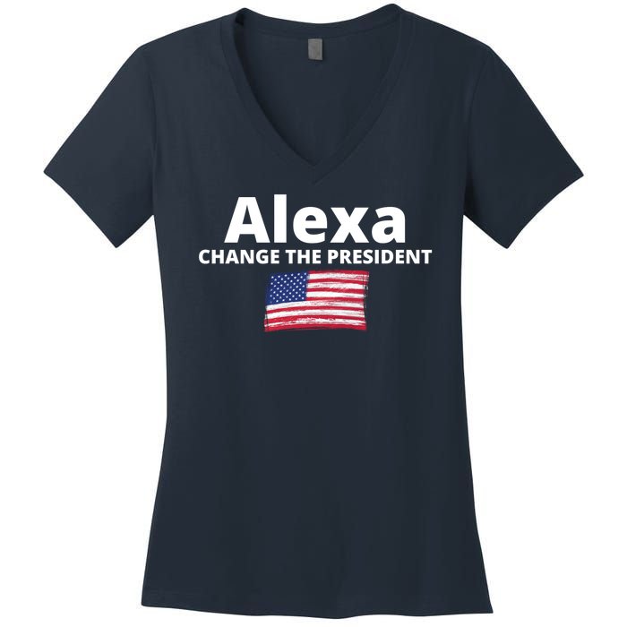 Alexa Change The President Funny USA Women's V-Neck T-Shirt