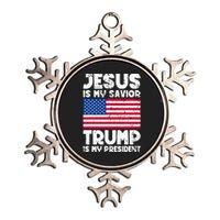 American Christian Tee Jesus Is My Savior Trump My President Metallic Star Ornament