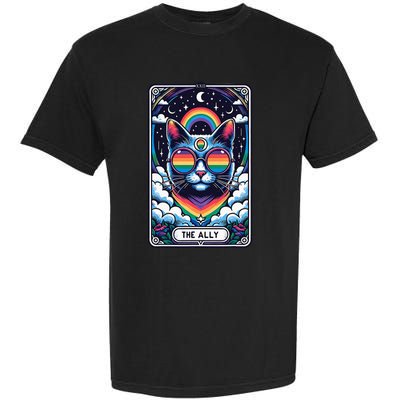 Ally Cat Tarot Card Pride Sunglasses Gay P.R.I.D.E Lgbtq Garment-Dyed Heavyweight T-Shirt