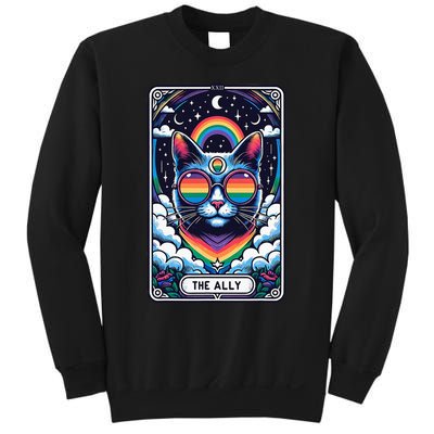 Ally Cat Tarot Card Pride Sunglasses Gay P.R.I.D.E Lgbtq Sweatshirt