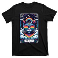 Ally Cat Tarot Card Pride Sunglasses Gay P.R.I.D.E Lgbtq T-Shirt