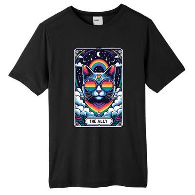 Ally Cat Tarot Card Pride Sunglasses Gay P.R.I.D.E Lgbtq Tall Fusion ChromaSoft Performance T-Shirt