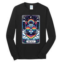 Ally Cat Tarot Card Pride Sunglasses Gay P.R.I.D.E Lgbtq Tall Long Sleeve T-Shirt