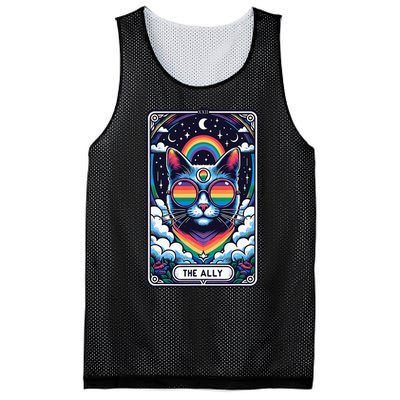 Ally Cat Tarot Card Pride Sunglasses Gay P.R.I.D.E Lgbtq Mesh Reversible Basketball Jersey Tank