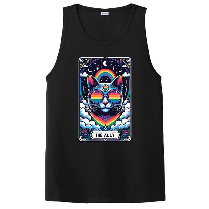 Ally Cat Tarot Card Pride Sunglasses Gay P.R.I.D.E Lgbtq PosiCharge Competitor Tank