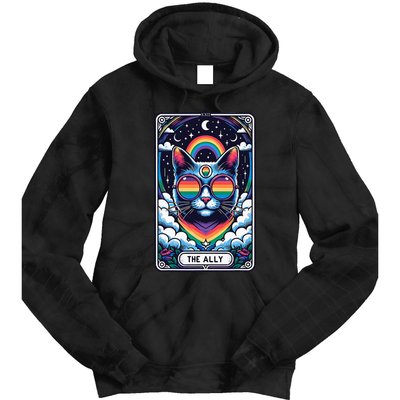 Ally Cat Tarot Card Pride Sunglasses Gay P.R.I.D.E Lgbtq Tie Dye Hoodie