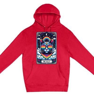 Ally Cat Tarot Card Pride Sunglasses Gay P.R.I.D.E Lgbtq Premium Pullover Hoodie