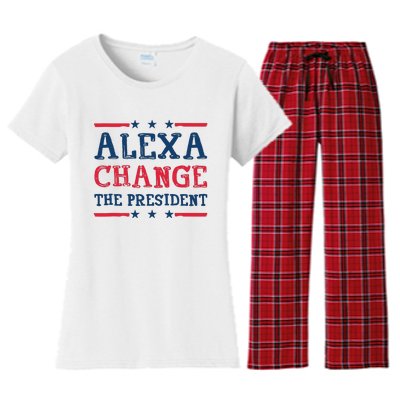 Alexa Change The President Funny Quote Humor Women's Flannel Pajama Set