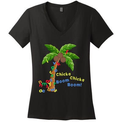 Alphabet Coconut Tree Chicka Chicka Boom Boom Women's V-Neck T-Shirt
