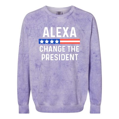 Alexa Change The President Funny Quote With USA Flag Colorblast Crewneck Sweatshirt