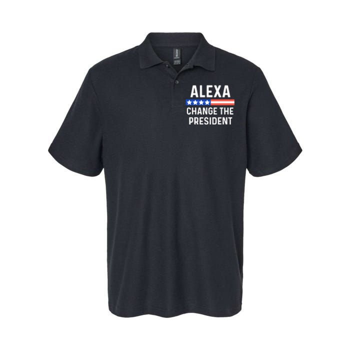 Alexa Change The President Funny Quote With USA Flag Softstyle Adult Sport Polo