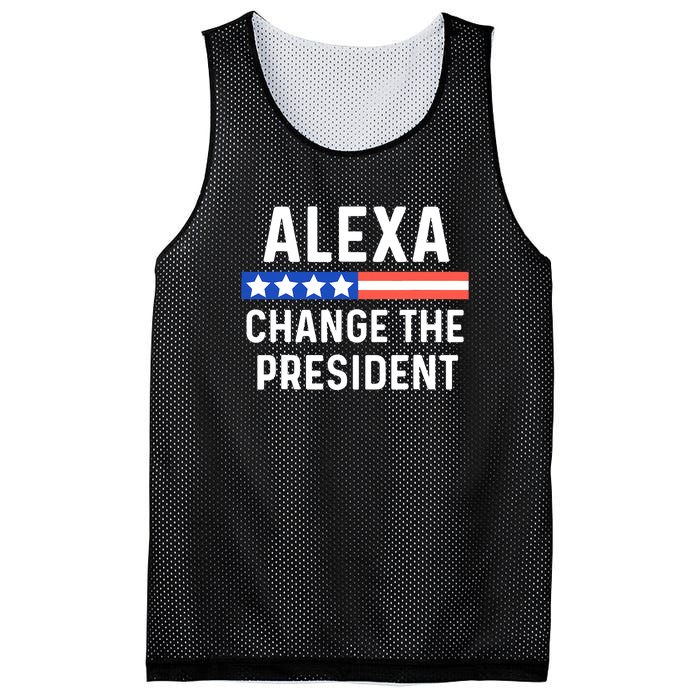 Alexa Change The President Funny Quote With USA Flag Mesh Reversible Basketball Jersey Tank