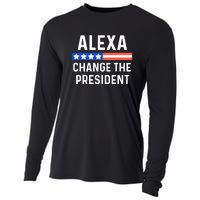 Alexa Change The President Funny Quote With USA Flag Cooling Performance Long Sleeve Crew