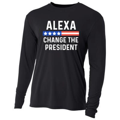 Alexa Change The President Funny Quote With USA Flag Cooling Performance Long Sleeve Crew