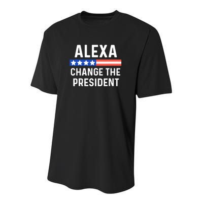 Alexa Change The President Funny Quote With USA Flag Youth Performance Sprint T-Shirt