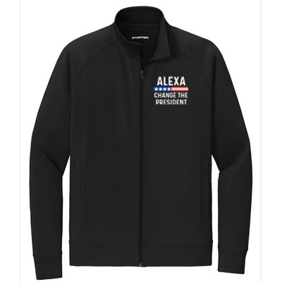 Alexa Change The President Funny Quote With USA Flag Stretch Full-Zip Cadet Jacket