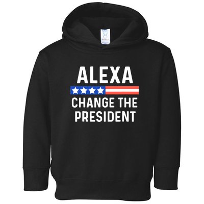 Alexa Change The President Funny Quote With USA Flag Toddler Hoodie