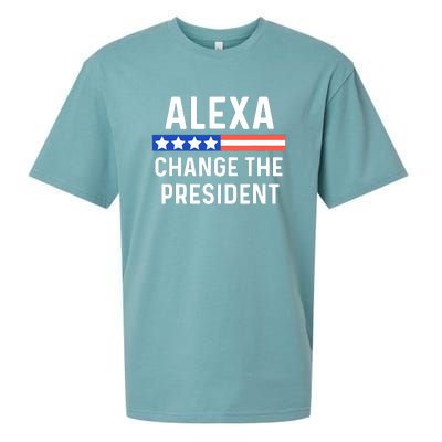 Alexa Change The President Funny Quote With USA Flag Sueded Cloud Jersey T-Shirt