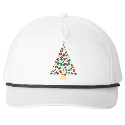 Autism Christmas Tree Puzzle Autism Awareness Day Snapback Five-Panel Rope Hat