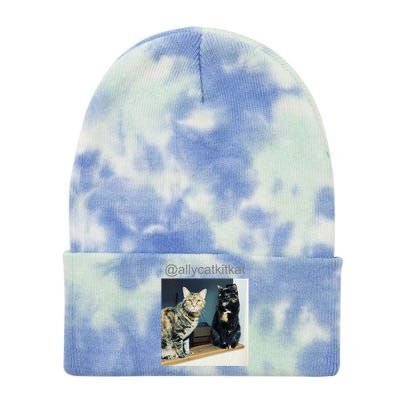 Allycatkitkat Cat The Ally Cat Kitkay Cat Gift Tie Dye 12in Knit Beanie