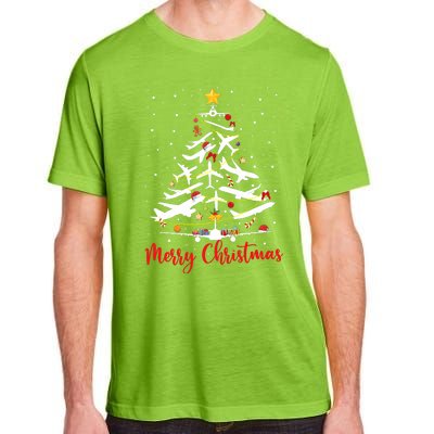 Airplane Christmas Tree Merry Christmas Most Likely Pilot Adult ChromaSoft Performance T-Shirt